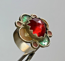EXTREMELY VERY RARE ANCIENT ROMAN STERLING BRONZE RING VINTAGE WITH A RED STONE picture