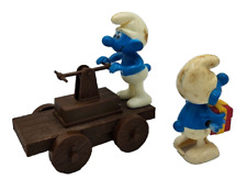 Lot of 2 Vintage 1982 WIND UP SMURF Toy Lot Peyo Galoob Hong Kong One Works picture