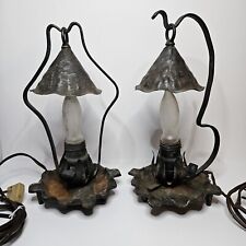 Vintage Leviton wrought iron lamp With Stands - Early 1900's Lamp Set Of 2 picture