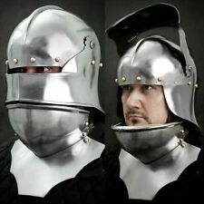 Medieval German Sallet Helmet With Bevor & Visor Larp Warrior replica Helmet picture