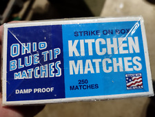 3 VINTAGE Sealed Ohio Blue Tip Strike On Box Wood Kitchen Matches  picture
