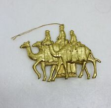 Vintage Three Kings On Camels Wise Men Christmas Ornament Gold Painted 6” Art 11 picture