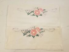 Vintage Pair Of Hand Embroidered Pillow Cases - Granny Core Cottage Core - Nice picture