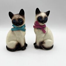 Vintage Unbranded Pair of Siamese Cats Male Female Taiwan Made 7” Tall picture