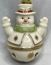 LENOX MINI SLEIGH BELL ORNAMENT Christmas Snowman EUC picture