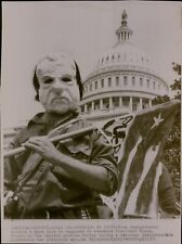 LG856 1971 Wire Photo MARCHING IN PROTEST Richard Nixon Face Mask Washington DC picture