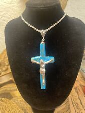 Handmade 999 pure silver Christ Crucifixion on turqoise picture
