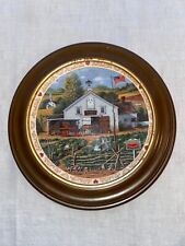3 Charles Wysocki Collector’s Plates Wood Frame 8 1/4
