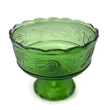 E.O. Brody Company M6000 Green Glass  Pattern Pedestal Candy Dish picture