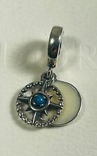 New Pandora Charm Compass Rose Follow your Dream Teal Bead w/pouch picture