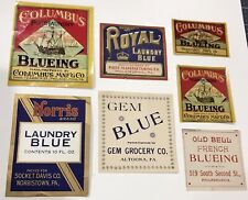 Labels Advertising 7 Laundry Blueing Early 1900 NOS Colorful Graphics Phila, Pa. picture