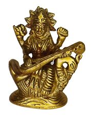 Goddess Of Knowledge Saraswati Statue Figure Handmade Brass Figurine Sculpture picture