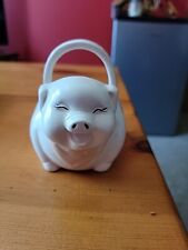 Vintage Ceramic HAPPY PIG Trinket or Sugar Packet Dish with Handle  Taiwan  picture