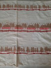 Vintage Bates Woolen Mills woven tablecloth cabin trees  collectable textiles  picture
