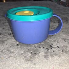 Tupperware Crystal Wave Soup Mug Microwave 16 oz. Blue #3155, Green Yellow Seal picture