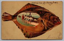 Greetings from Rockaway Beach New York — Embossed Antique Postcard c.1907 (Rare) picture