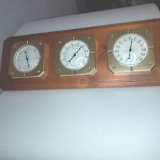 Vtg Springfield Weather Station Thermometer Barometer Humidity Wall Hanger Wood picture