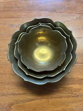 Vintage Solid Brass Lotus Nesting Bowls picture