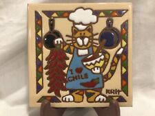 Earthtones KRIT Hand Crafted Tile, Feline Chef, 1999, 6