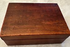 Vintage Hinged Decorative Wooden Box Marble Paper Lined 4”x5.5” Felt Bottom picture