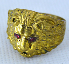 EXTREMELY RARE ANCIENT BRONZE ANTIQUE ROMAN RING LION HEAD ARTIFACT AMAZING picture