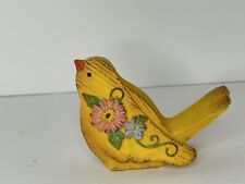 Yellow Bird W/colorful Flowers Shelf Sitter Canary Resin Cheerful Happy Bright picture