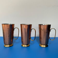 Mug Set of 3-Copper and Brass Tin-8 oz-Made in England-Vintage Decorative picture