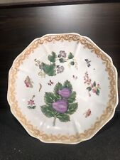 Vintage Wong Lee Porcelain Plate Floral Butterfly Fruits Figs Marked picture