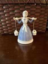 Vintage Porcelian Dutch Girl Bell Milk Maid Blue And White With Bucket picture