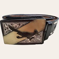 VTG Justin Top Grain leather belt ROADRUNNER buckle Fine Details NOS Size 34 picture