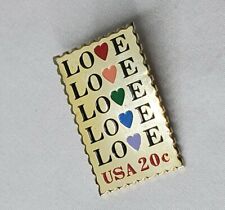Vintage 1984 USPS Postage Stamp Lapel Pin Love USA Hearts  picture