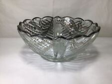 DD55 Vintage Antique Mid Century Classic Silver Artistic Glass Dessert Bowl picture