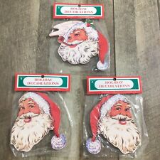 Vintage Commodore Lot of 3 Santa Christmas Ornaments Handcrafted in Japan NOS picture