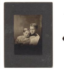 c1900 Cute Young Boy Little Baby Girl Family Photo Board Antique picture