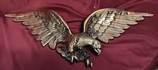 Vintage 24 Inch Brass Coated Cast Metal Eagle Wall Decor picture