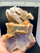 1056 Gram Terminated Very Beautiful Purple Phantom Fluorite Crystal With Calcite picture