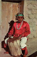 Cochiti Pueblo New Mexico Pueblo Indian Drummer 1958 Postmark Vintage Postcard picture