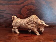 Vintage Brass Bull Figurine Charging 6 Inch picture