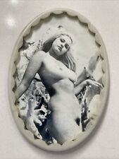 Vintage Wartime Pocket Mirror Nude Pretty Woman Blonde Brunette Tropical B&W picture