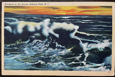 Postcard Ashbury Park New Jersey Breakers in the Sunset Vintage Linen picture