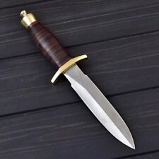 CUSTOM HANDMADE D2-STEEL HUNTING MEDIEVAL DAGGER WITH LEATHER HANDLE & SHEATH picture