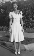 5i Photograph Beautiful Woman White Dress Flower Corsage 1941 Pretty Portrait  picture