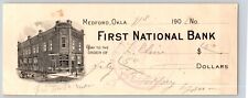 Medford, Oklahoma 1906 Territorial FNB Check w/ Building Vignette Scarce picture