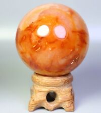 182g Natural Red Orange Carnelian Agate Quartz Crystal Sphere Ball + Stand picture
