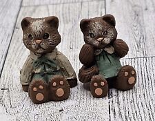Sarah’s Attic Carved Clay Cats Figurines Anthromorphic Vintage Collectibles picture