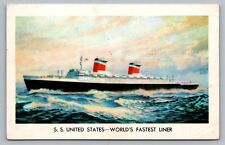 SS United States Ocean Liner Ship PM 1958 London Vintage Postcard P11 picture