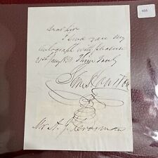 Autograph Note By Sam Houston Large W/ Rubric To A.J. Cramen On Jan. 31, 1854 picture