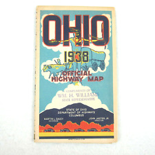 Vintage 1938 Official Ohio Highway Map Cities & Villages Index Eastern U.S. Map picture