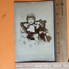 Antique Cabinet Card Little Girl w/ Dog (Gypsy) Photo by Varney, Chicago 1894 picture