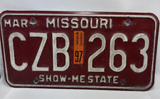 1997 VTG Missouri Show-Me State License Plate CZB263 Man Cave Garage Restaurant picture
